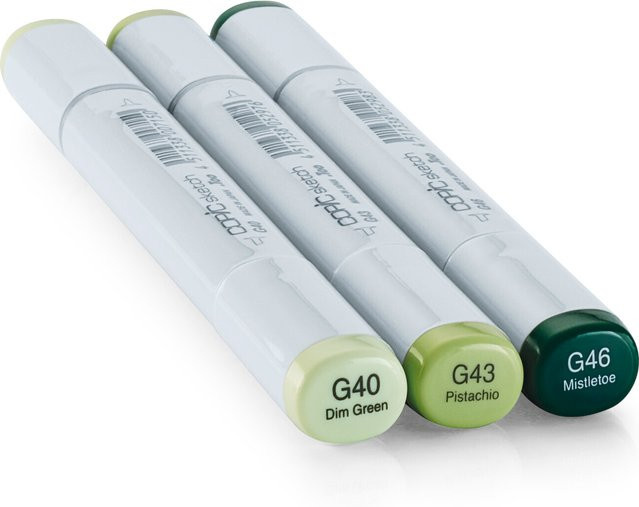 Copic Sketch Set Color Fusion 5 mit 3 Brush-Tintenfarben in Grün und Multicolour - Bild 1