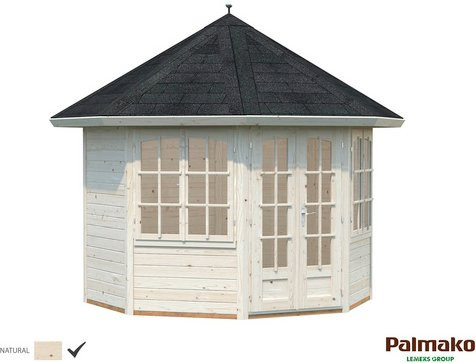 PALMAKO Pavillon Veronica mit Satteldach aus Holz in Braun, Durchmesser: 310 cm - Bild 1