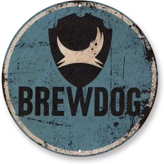 Rundes Aluminiumschild BrewDog in Blau mit rustikalem Design für deine Bar-Dekoration - Bild 1