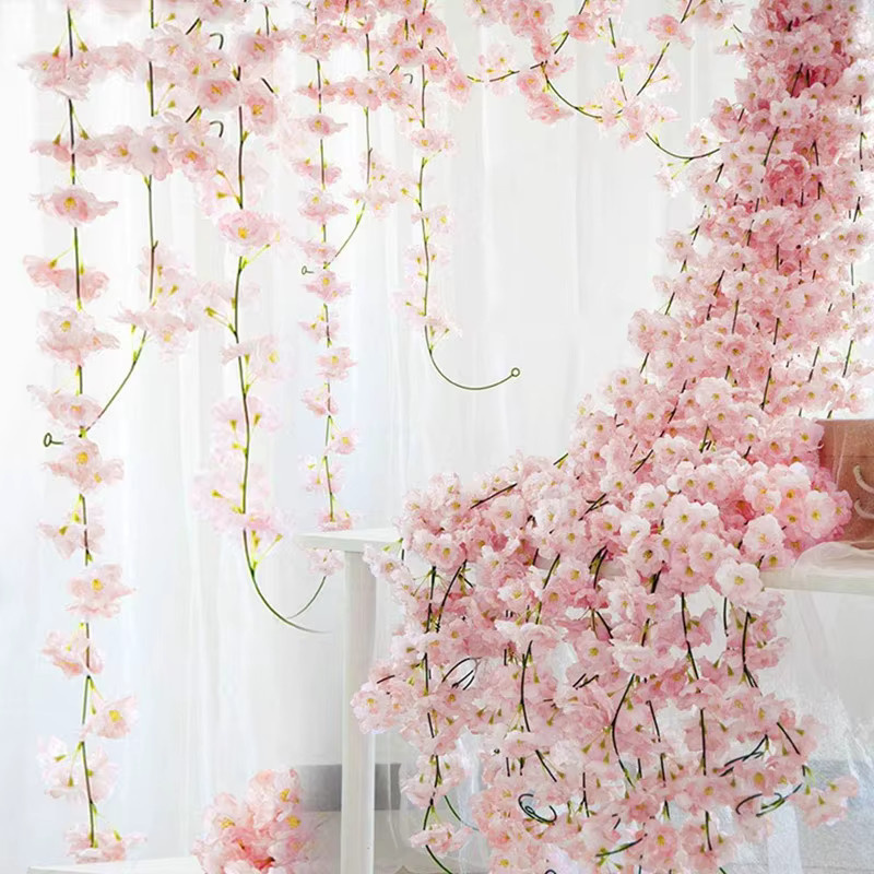 Künstliche Sakura-Rebe in Pink für Hochzeiten, Garten und Party-Dekoration aus Seide - Bild 2
