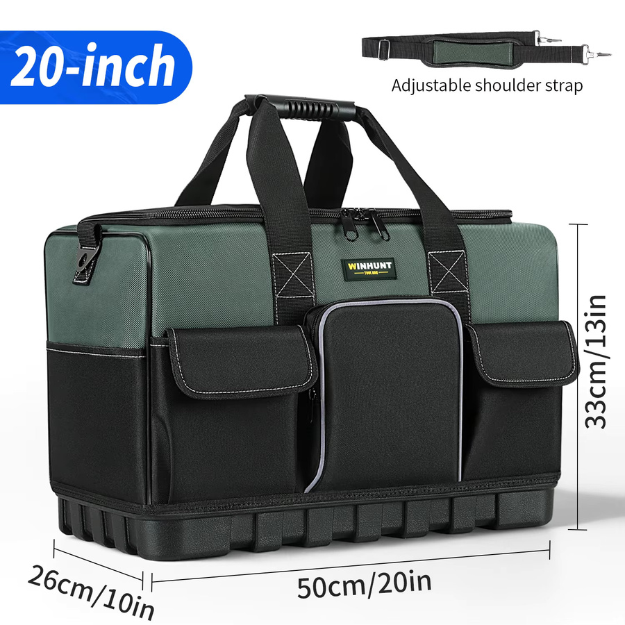 Robuste Werkzeugtasche von WINHUNT in Gelb mit 16 Taschen und hartem Boden für Elektriker und HVAC-Mechaniker - Bild 5