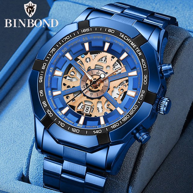 Binbond Armbanduhr Edelstahl, Bicolor, Quarz, Herren - Bild 1