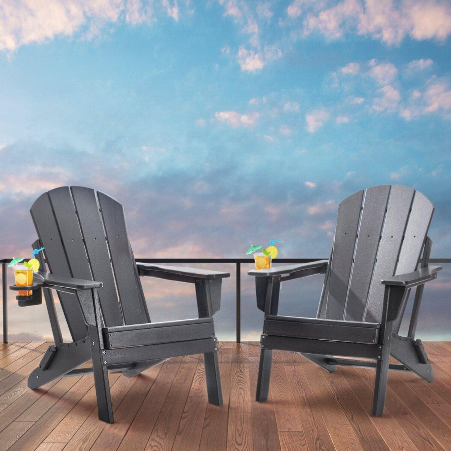 Buying Solutions MB Adirondack-Stuhl Set aus HDPE in Grau, 2er Set, wetterfest und klappbar - Bild 8