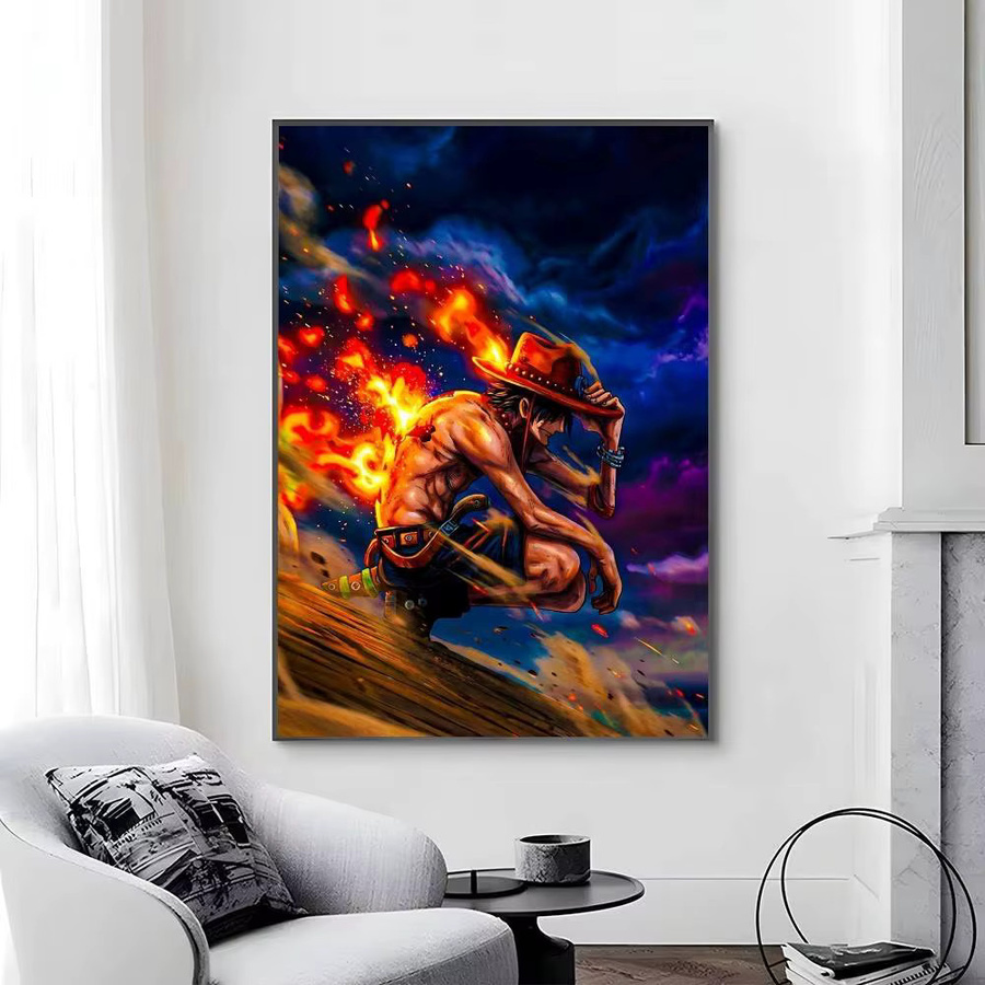 One Piece Portgas D. Ace Anime Poster Selbstklebender Papierdruck in Mehrfarbig - Bild 5