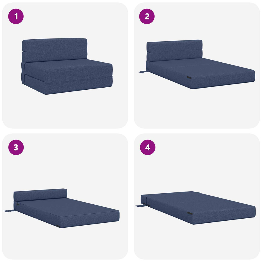 VD Home Furnishing Klappsofa Bett Click-Clack in Blau aus Stoff, B/T/H: 70 x 72 x 60 cm - Bild 4