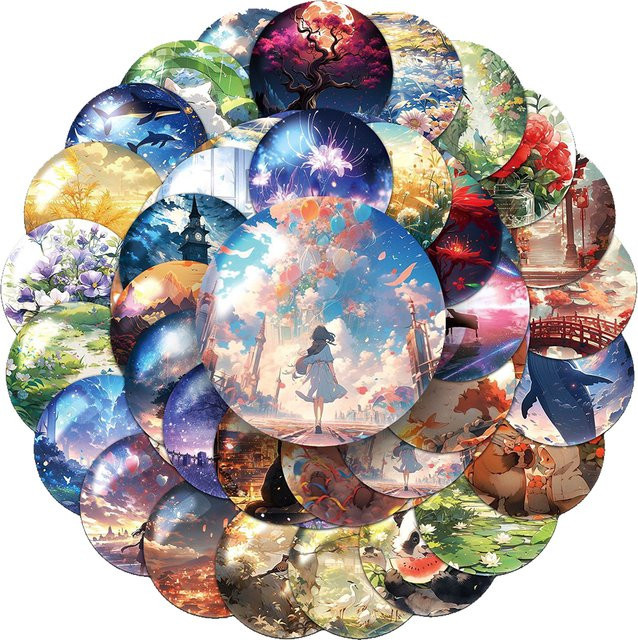 Rspctou Die Welt in einer Glaskugel, Aufkleber-Set, 10-teiliges Set, multicolour - Bild 1