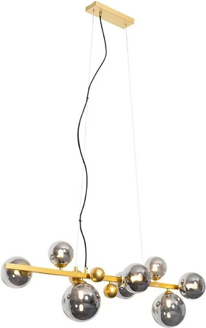 QAZQA Art Deco Hängelampe David in Gold mit Rauchglas und 8 Leuchten - Bild 1