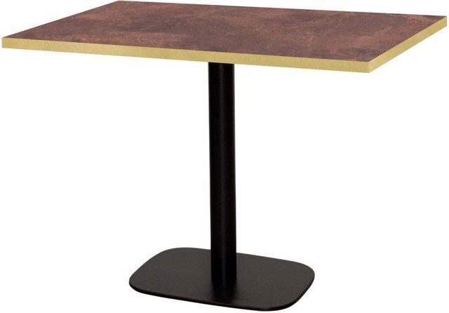 RestooTab Tisch Round rechteckig im Industrial Design, Platte Metall verrostet Braun/Messing, Gestell Schwarz, B/T/H: 70 x 120 x 75 cm - Bild 1