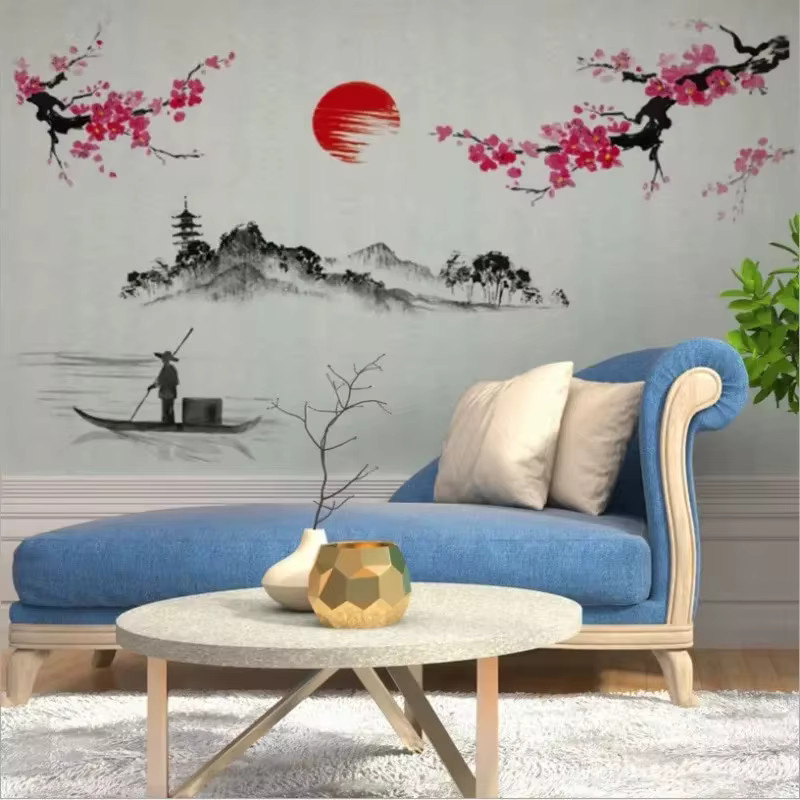 VIKAMA Wandsticker mit rosa japanischen Kirschblüten im floralen Design - Bild 2