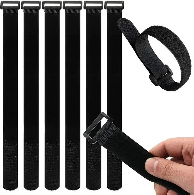 Wiederverwendbare selbstklebende Nylon-Kabelbinder mit Klettverschluss in Schwarz für Yoga-Matten und Fracht - Bild 1