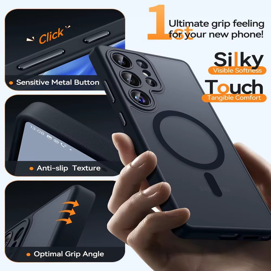 Ricestate Luxus Magnetische Handyhülle für Samsung Galaxy S26 S25 S24 S23 Ultra Plus kompatibel mit MagSafe, Schwarz - Bild 6