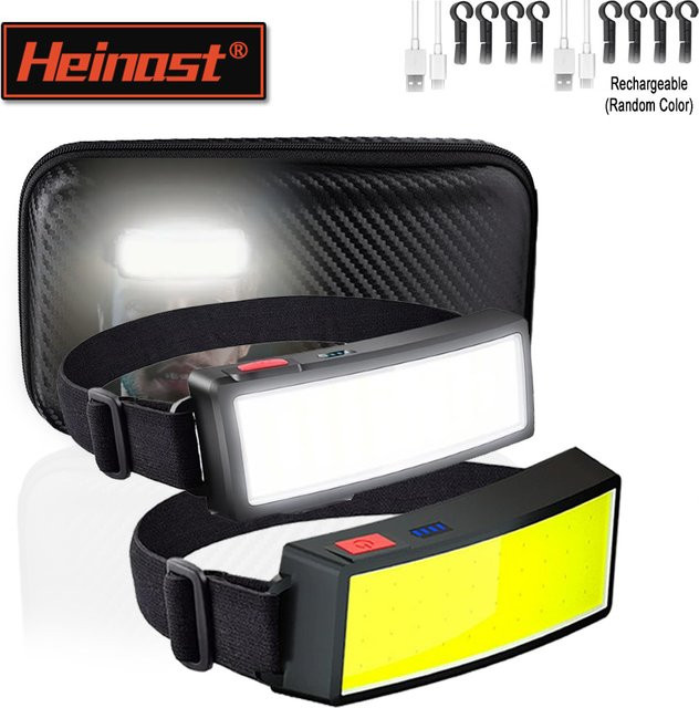 Heinast LED-Stirnlampe mit COB-Flutlicht, 180 Grad Abstrahlwinkel, Schwarz, wiederaufladbar via USB - Bild 1