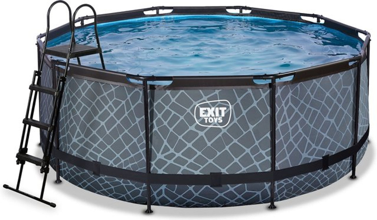 EXIT Toys Aufstellpool Frame Stone in Grau mit Filterpumpe, Durchmesser: 360 cm, Höhe: 122 cm - Bild 4