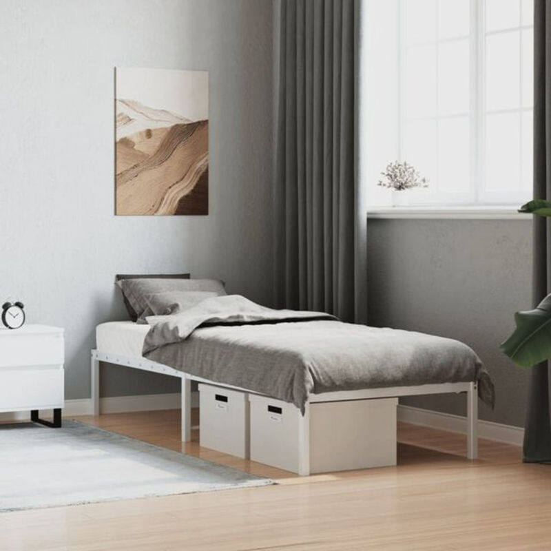 Vidaxl Metallbett in Weiß im klassischen und minimalistischen Design, Breite: 75 cm, Länge: 190 cm - Bild 1