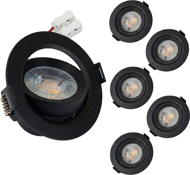 LUXULA 6er-Set LED Einbauspots Schwarz, dimmbar mit CCT Farbwahl, 5W, 450lm, rund, inkl. Netzteil - Bild 1