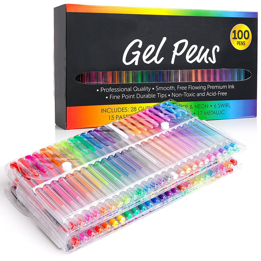 Super Six Gelstifte Set mit 100 Farben für Erwachsene, Multicolour Malset mit Neon, Pastell, Schimmernd und Metallisch für Scrapbooking und Zeichnen - Bild 3