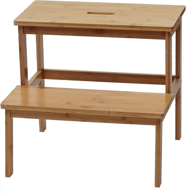Tritthocker MCW-B87 aus Bambus in Braun, B/T/H: 43 x 47 x 38 cm - Bild 1