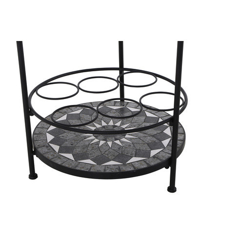 Siena Garden Beistelltisch Como rund mit Keramikplatte in Mosaikoptik, schwarz/grau, B/T/H: 41 x 41 x 74 cm - Bild 2