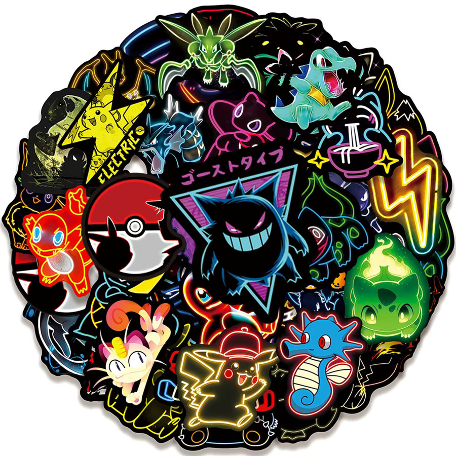 TAKARA TOMY Pokémon Neon-Anime-Aufkleber, Pikachu-Eevee-Sticker, 10-teiliges Set - Bild 5