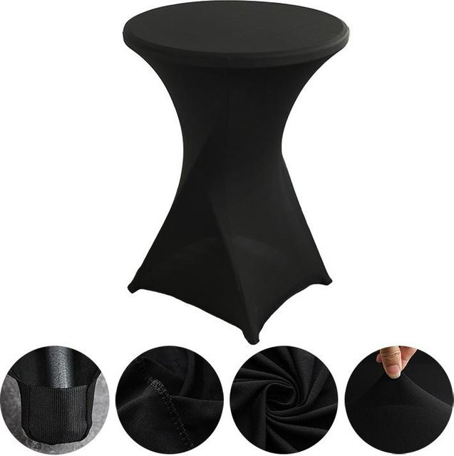 ChicFashion 5er Set elastische Stretch Tischdecke für runde Cocktailtische in Schwarz, B/T/H: 80 x 110 cm - Bild 1