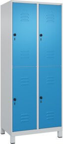 C+P Doppelstock-Spind Classic PLUS mit 2 Abteilen, Füße, Stahlkonstruktion, Grau/Blau, H x B x T: 195 x 80 x 50 cm - Bild 1