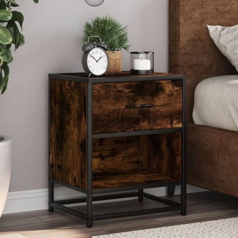Set aus 2 Nachttischen von vidaxl in Räuchereiche, Braun, Holzwerkstoff, B/T/H: 40 x 31 x 50 cm - Bild 1