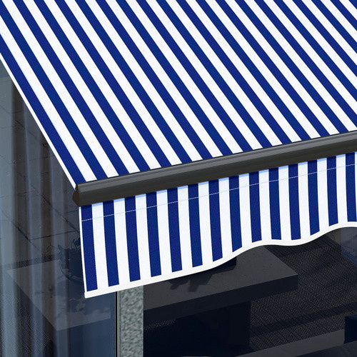 Outsunny Balkonmarkise aus Polyester und Aluminium in Blau-Weiß mit Handkurbel, B: 295 cm, H: 247 cm, T: 23 cm - Bild 3