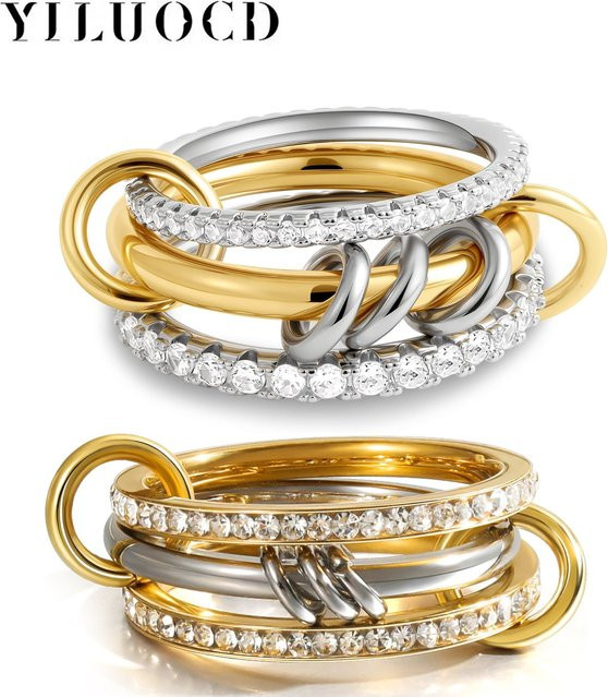 YILUOCD Ringe Edelstahl, Gold, Zirkonia, Damen - Bild 1