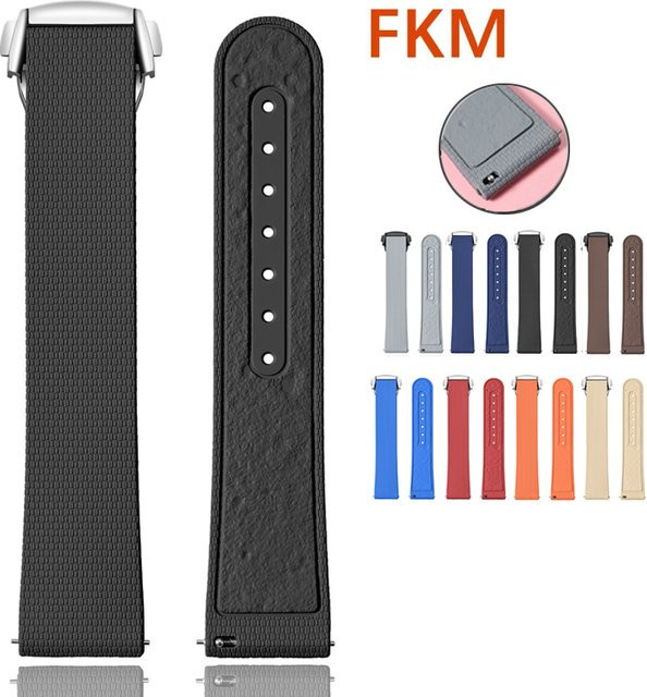 strapfreak Uhrenarmband Fluorkautschuk, 20 mm, Schwarz, Unisex - Bild 1