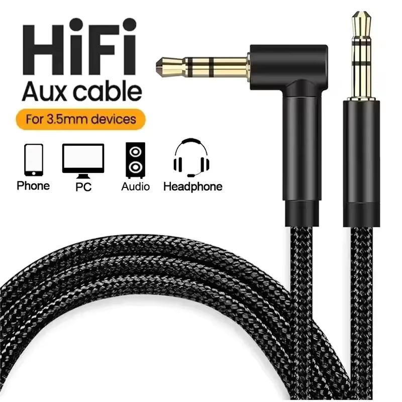 Samsung Aux-HiFi-Audiokabel mit 3,5-mm-Klinkenstecker und 90-Grad-Winkel in Schwarz - Bild 4