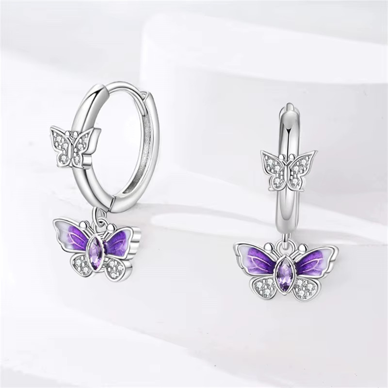 Schmetterlingsohrringe 925 Silber, Damen - Bild 1
