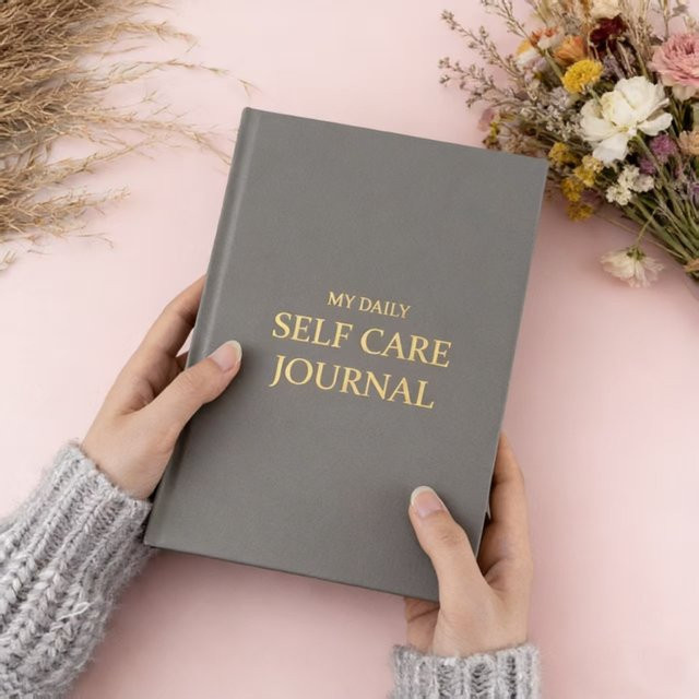 Undatiertes Wellness-Tagebuch mit Leinen Einband und Hardcover in Schwarz und Gold für deine tägliche Meditation - Bild 1