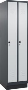C+P Spind Classic PLUS Garderobenschrank mit Sockel, 2 Abteile, Grau, H x B x T: 195 x 50 x 50 cm - Bild 1