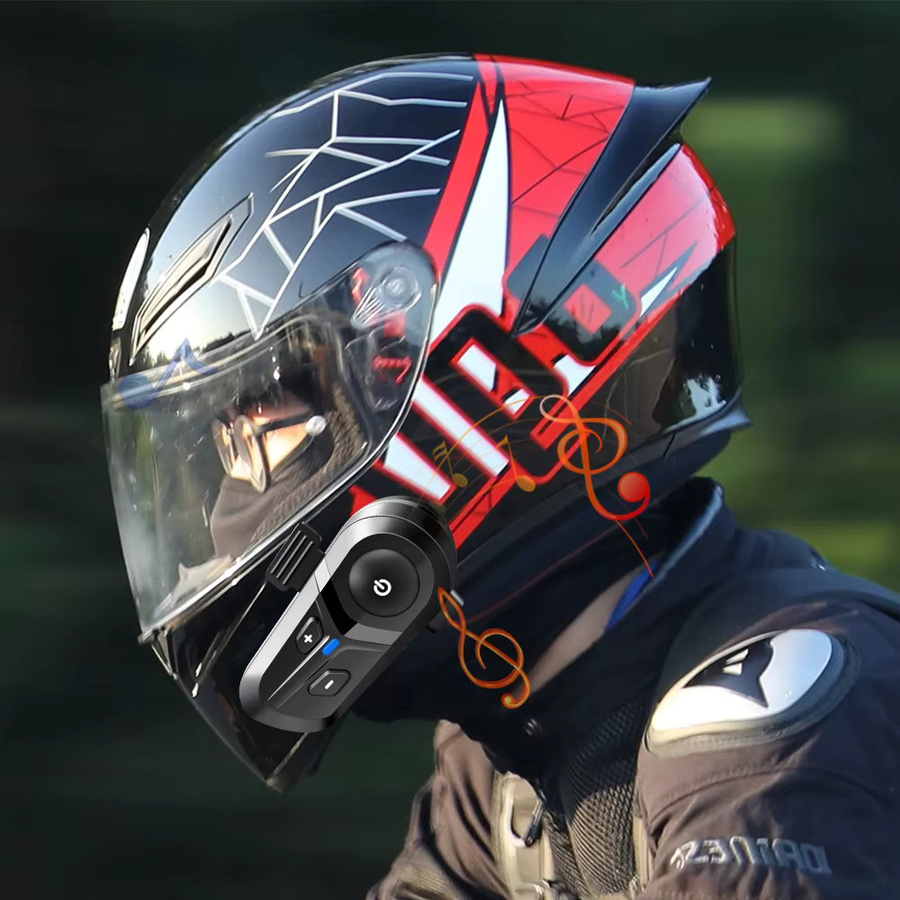 XINOWY L1 Motorradhelm Bluetooth Headset in Schwarz mit CVC Noise Control, BT5.3 und IPX6 wasserdicht und staubdicht - Bild 3