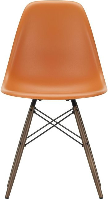 Vitra DSW Eames Plastic Side Chair in Orange mit Holzbeinen und mattem Kunststoff - Bild 1