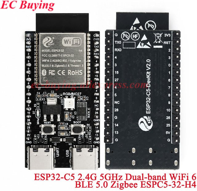 Espressif ESP32-C5-DevKit Entwicklungsboard-Modul mit Dual-Band WIFI6, Bluetooth BLE5.0 und Zigbee in Schwarz - Bild 1