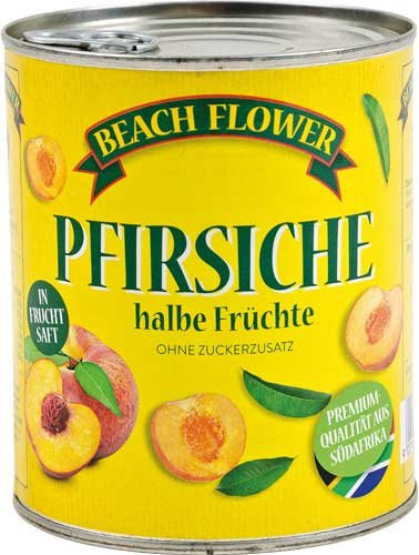 Beach Flower Pfirsich-Hälften in Fruchtsaft ohne Zuckerzusatz 480 g - Bild 1
