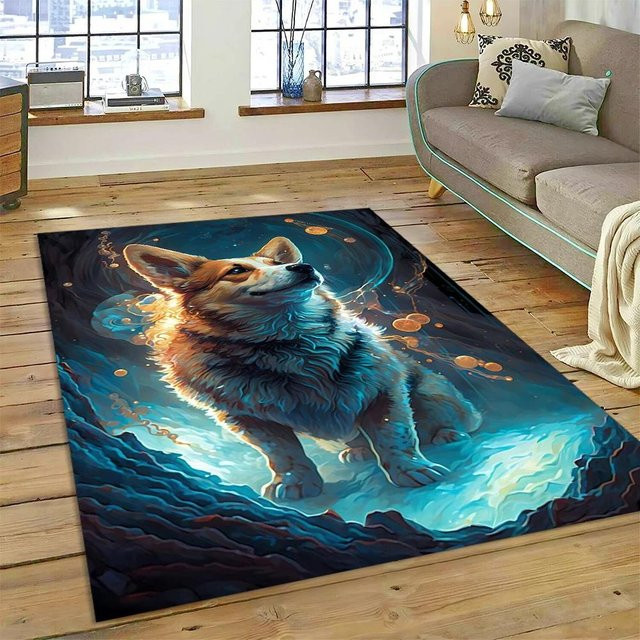 Karpetti Hund-Cartoon Teppich mit rutschfester Unterseite, bunt, B/T: 60 x 40 cm - Bild 1