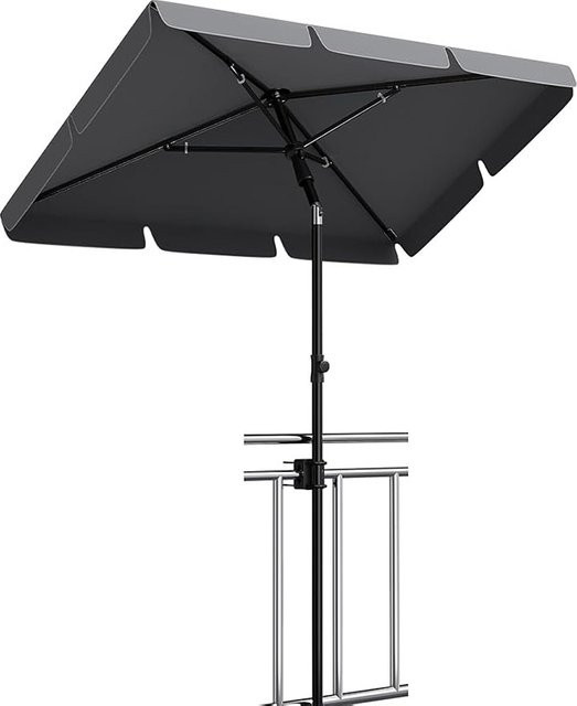 HiMISS Rechteckiger Strandschirm mit Klemme in Grau aus Polyester mit UV-Schutz, B/T/H: 230 x 200 x 125 cm - Bild 1