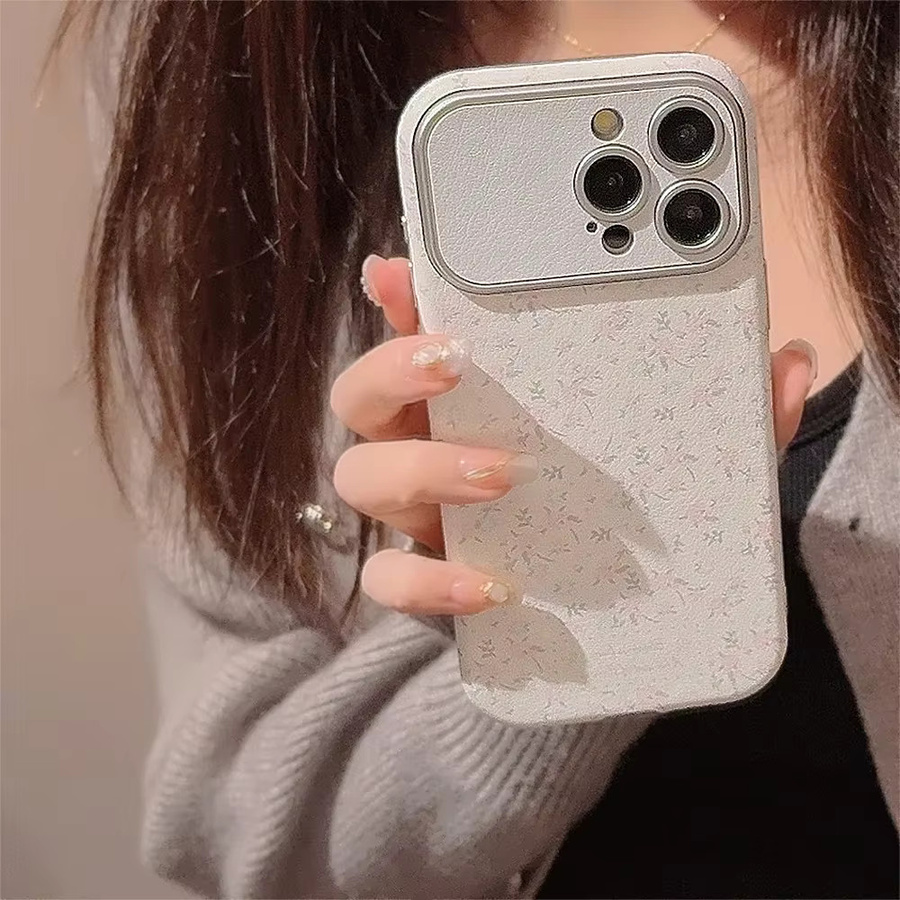 MUQGEW Handyhülle mit koreanischem Vintage Blumenmuster und Ledertextur für iPhone 16 15 14 13 12 11 Pro Max mit Objektivschutz und stoßfestem Gehäuse - Bild 2