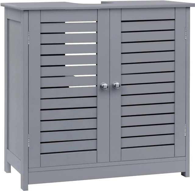 EUGAD Waschbeckenunterschrank für das Badezimmer mit 2 Türen und Regalfächern, Grau, B/T/H: 60 x 30 x 60 cm - Bild 1