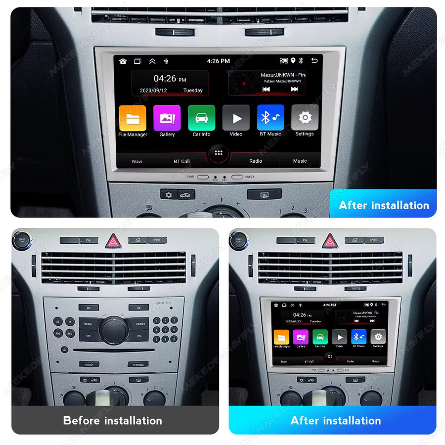 MEKEDE Android 13 Autoradio mit 8 Zoll Display, GPS und Carplay für Opel Astra H J, Vectra, Vauxhall Antara, Zafira, Corsa C D, Vivaro und Meriva, Schwarz - Bild 2