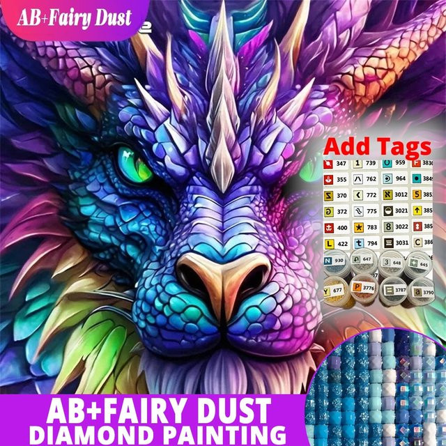 Potdemiel DIY Diamantstickerei Drachen Mosaik Set mit Acryl-Elementen in Multicolour, Durchmesser: 20 cm - Bild 1