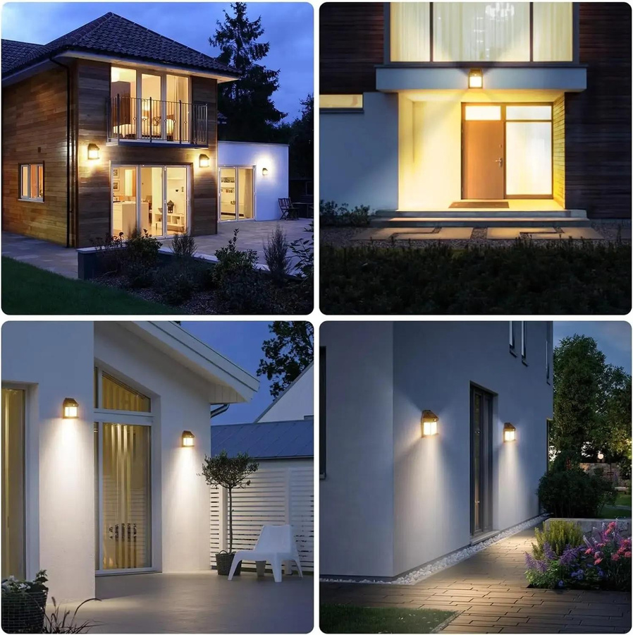 YJMP Super Lighting Solar Wandleuchten Set 4 Stück, Schwarz, LED Außenbeleuchtung mit Bewegungssensor und Dämmerungssensor, IP65 Wasserdicht, Warmweißes Licht für Terrasse, Veranda und Garage - Bild 5