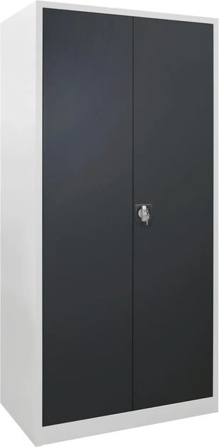 PROREGAL Flügeltürschrank Owl aus Metall mit 4 verstellbaren Fachböden und Schloss, Farbe: Lichtgrau und Anthrazitgrau, H x B x T: 195 x 95 x 50 cm - Bild 1