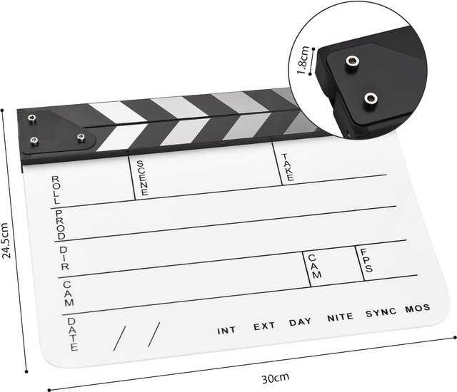 Binchi Outdoor Product Filmklappe aus Acryl als Whiteboard für Profis, Farbe: Weiß - Bild 1