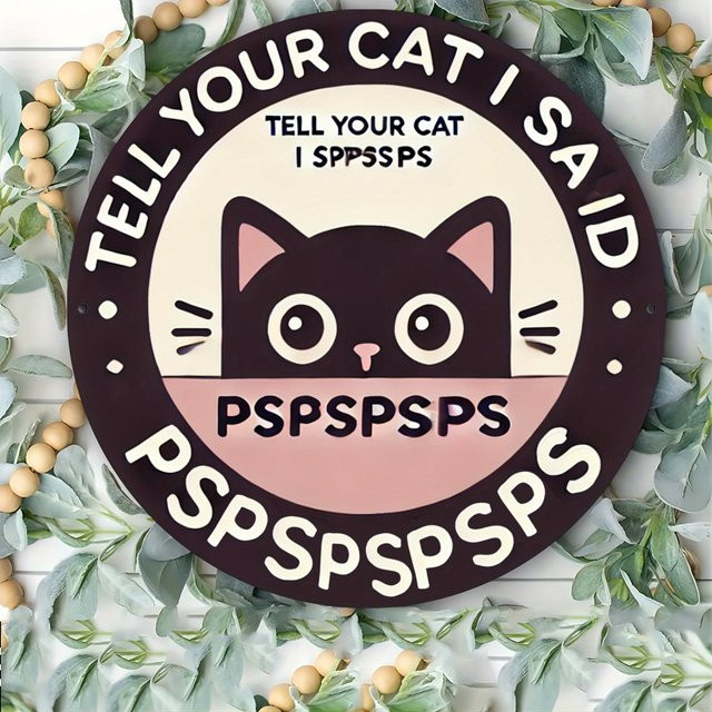 Potdemiel Aluminiumschild Tell Your Cat I Spps Runde Metallwanddekoration Mehrfarbig Durchmesser: 20 cm - Bild 1