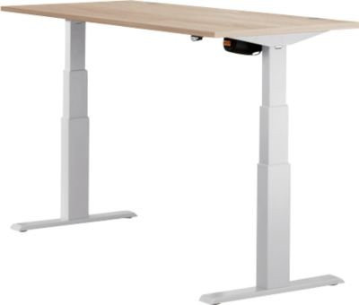 Schäfer Shop Select Schreibtisch ERGO-T, elektrisch höhenverstellbar, Eiche und Weißaluminium, B/T/H: 120 x 80 x 64-130 cm - Bild 1