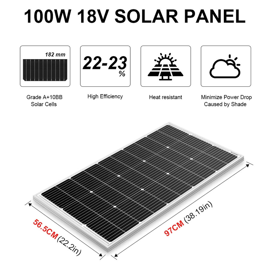 Dokio Starres Solarpanel Set mit 12V Controller in Schwarz für Home Charge - Bild 5
