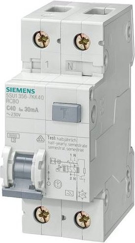 Siemens RCBO FI-Schutzschalter/Leitungsschutzschalter 2polig 40A 0.3A 230V Weiß - Bild 1